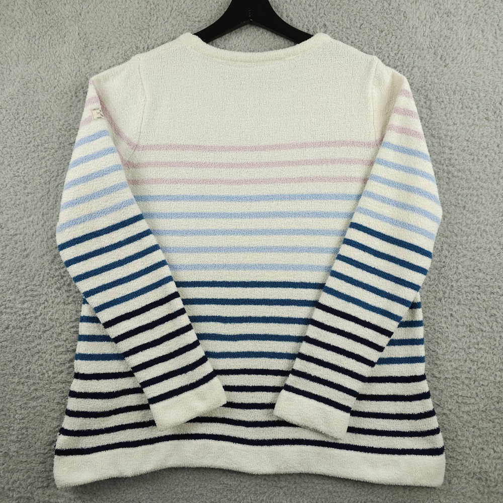 Joules Sweater Womens 12 White Pink Blue Striped Seaham Chenille Fleece Jumper - Picture 4 of 14